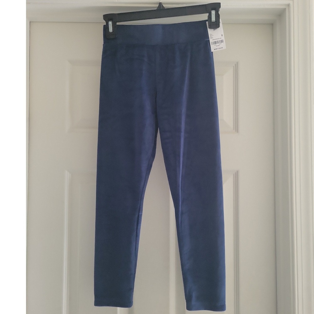 OshKosh B'gosh Girls Navy Blue Velour Leggings Size 8 NWT Soft Stretch Pants